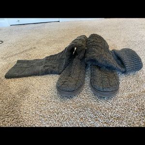 Gray UGG knit boots